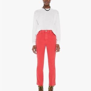 MOTHER Women's Vibrant Red Straight Leg Jeans
